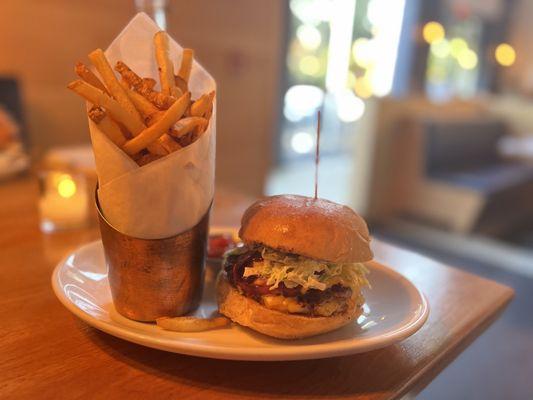 Tavern burger and fries