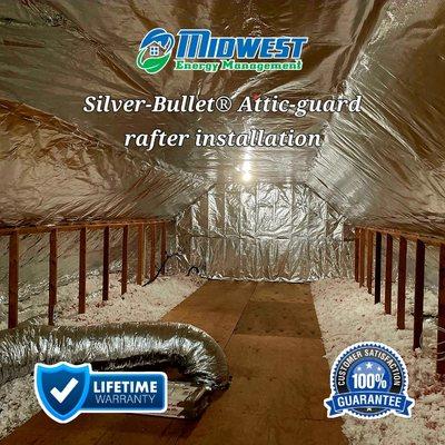 Silver-Bullet Attic-guard rafter installation method.