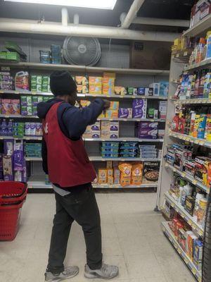 This man not only stared me down when I dared to pick up items I planned to buy. He called me a punta and swung at me