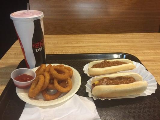 Onion Rings, Chili Cheese Dogs, and a Medium Drink