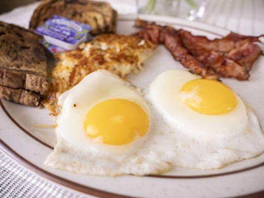 Fresh and delicious, Smoked Back and Eggs, with a side of Rye toast