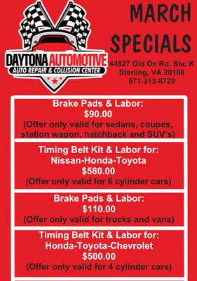 Hello everyone, these are our March specials as of now. Stay tuned because there will be more.
