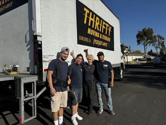 Thrifty team and happy customer.