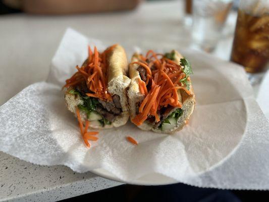 Grilled beef banh mi