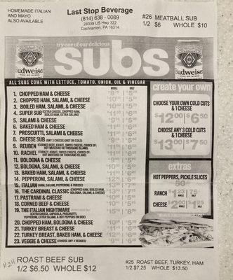 Menu as of March 19 2024