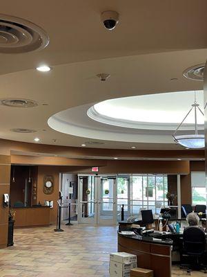 Upgraded security cameras with OnGuard in hospital lobby
