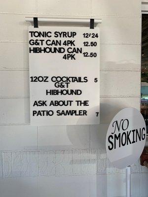 Drink menu