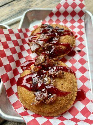 Deep fried uncrustables with bacon!! A MUST TRY!! It's the best darn thing I've had that's sweet!!