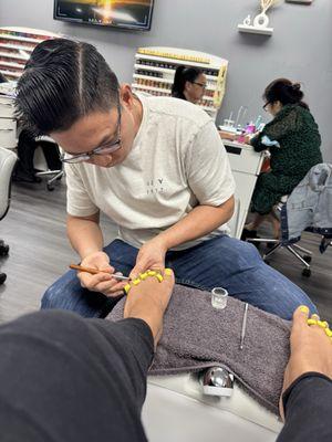 Pedicure done with precision.