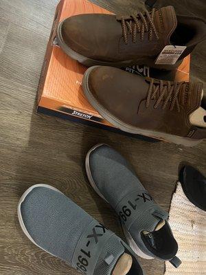 Sports and dress pairs of shoes