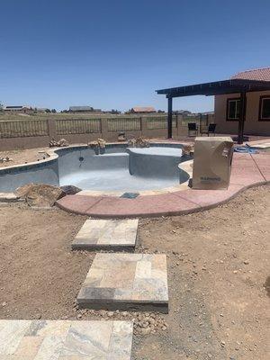 We had stepping stones from the house to the pool added