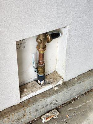 New ball valve and pressure reducing valve installed.