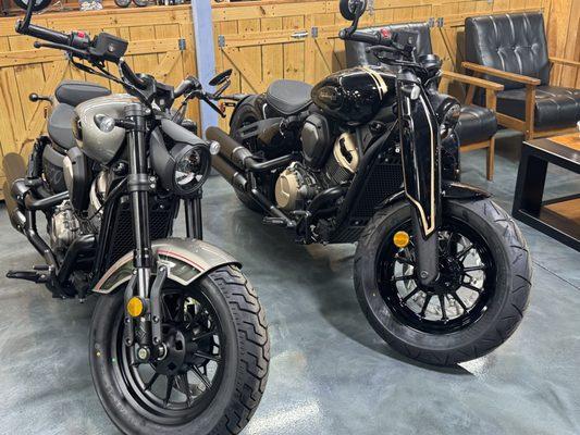 New Benelli and Moto Morini motorcycles in our showroom.