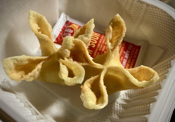 Two crab wontons.