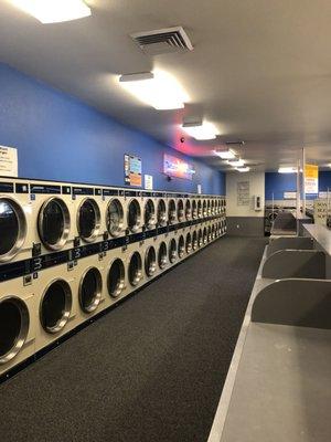 Over 40 dryers!  Credit Card and Loyalty Cards (you don't need to worry about quarters at this location---100% card-based)