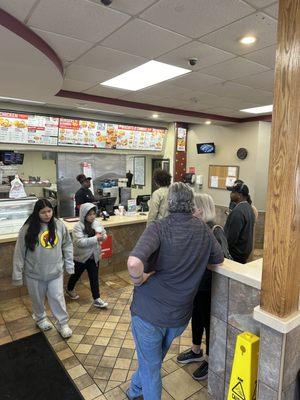 Long waiting line. Terrible service