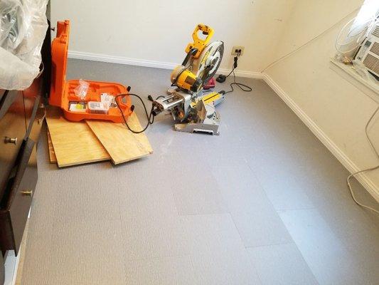 VCT tiles installed after installing plywood sub-floor. Job Location: Morning Side Avenue, Manhattan