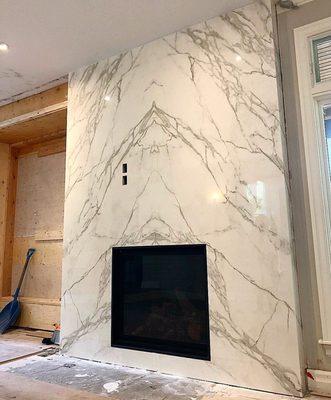 fireplace marble bookmatched