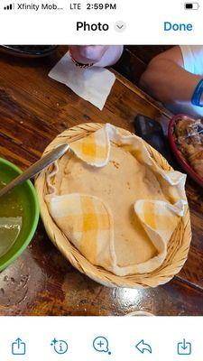 Freshly made tortillas.