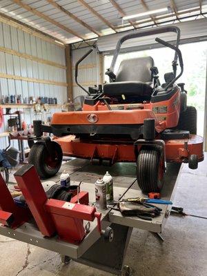 Up on the ramp for repairs