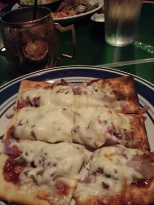 Carnitas flatbread pizza w/ raspberry Chipotle