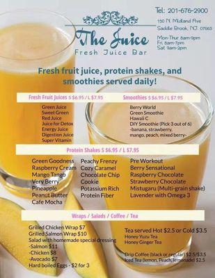 Their Menu! The juice is always Top NOTCHED and delicious ! Their wraps are amazing too!! Can't wait to go back !