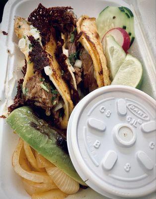 2 quesabirria with all the fixings