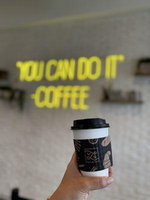 Small Chai latte after TJ victory 2.04.25