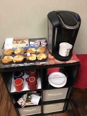 Brrrr it's cold outside, we'll warm you with complimentary coffee/hot tea and yumminess