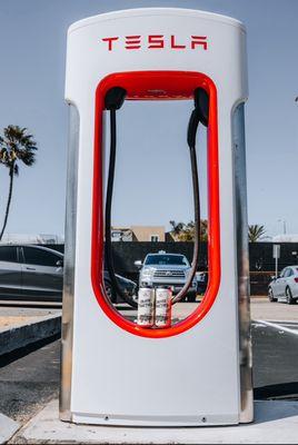 Tesla charger and brewery.