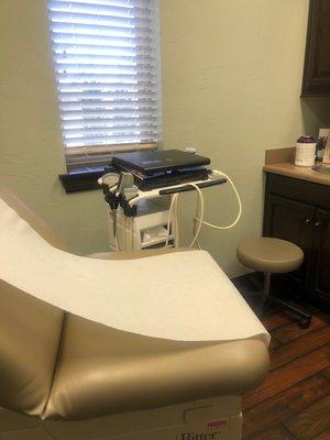 Ultrasound machine used to help locate the area Dr. Waugh injects.