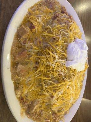 If you are hungry, get the Burrito, its HUGE!!! You wont finish it!!! But the Green chili is Awesome!!!!