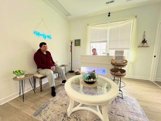 Fill out your intake forms in our bright welcoming waiting room.