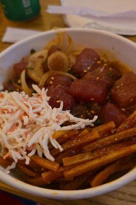 One Choice: Spicy Shoyu w/ Two sides. Crab Salad & Taegu