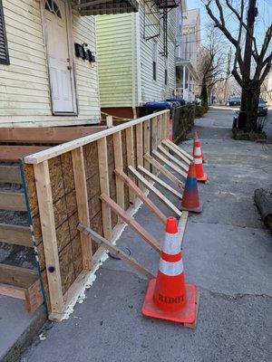 frame after demolition