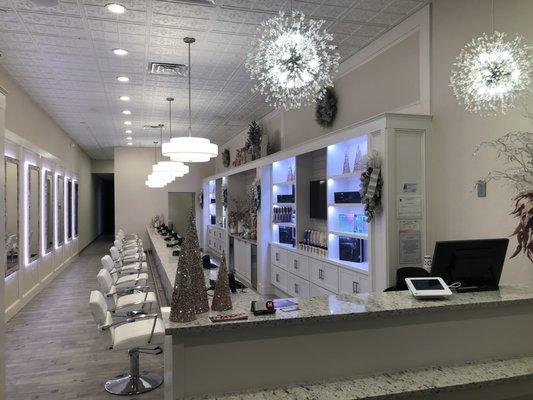 A view of the front section of the salon.