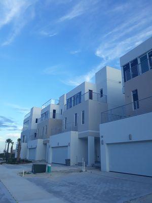 WE PROVIDED ALL THESE OCEAN FRONT TOWNHOMES WITH MODERN LOOKING HURRICANE APPROVED GARAGE DOORS!