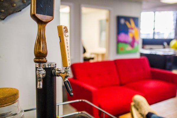 Kombucha and beer on tap