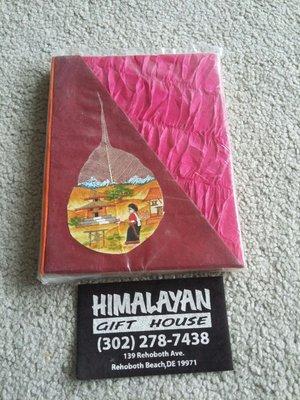Rice paper journal from Nepal with hand-painted design.