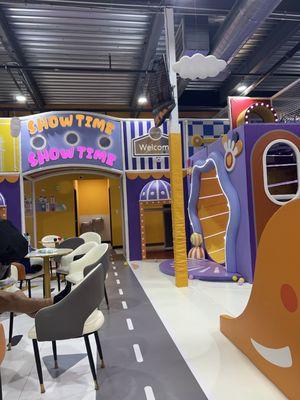 Looking toward bathrooms