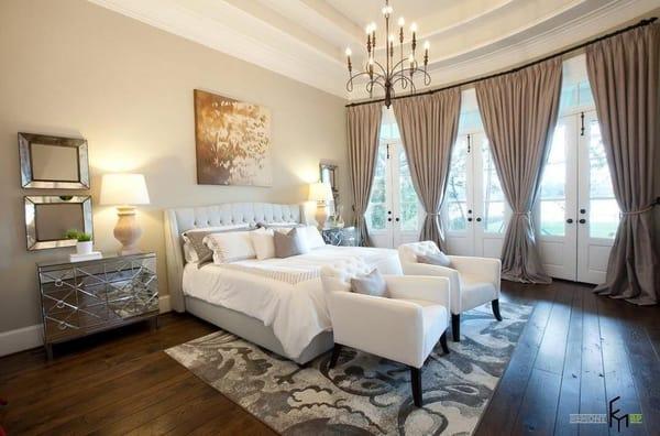 Stunning Luxury Pinch Pleat Curtains in Master Bedroom.