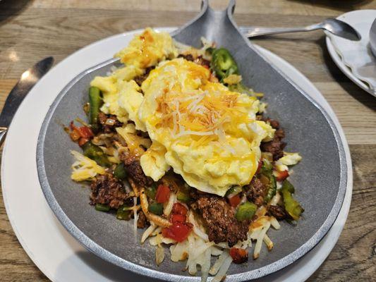 Chorizo skillet with hashbrowns.