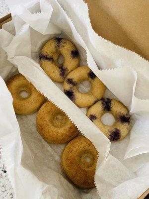 3 Snickerdoodle and 3 Blueberry Donuts