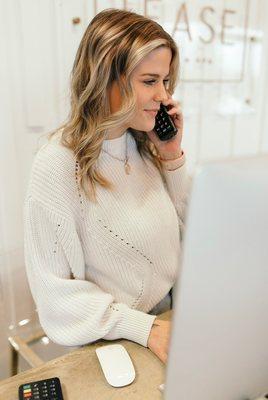 Meet Remie, the face behind the desk! She is here to make sure you are cared for before, during and after your appointment!