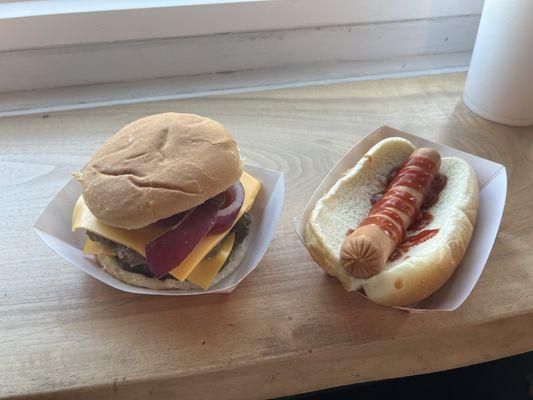 Burger and hot dog