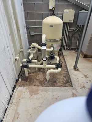 Complete replumb of existing equipment. All new valves, pentair IC40 Salt chlorinator and power center installed