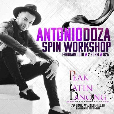 Spinning Workshop* with the amazing spinning machine himself- *Antonio Doza* on Feb. 10th @ 2:30pm. Cost: $25