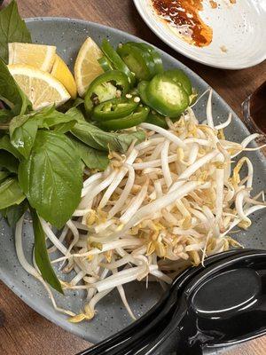 Bring sprouts and basil plates