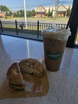 Everything bagel and brown sugar iced latte