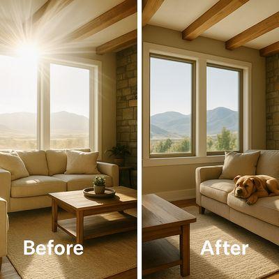 Before: harsh glare
After: cool comfort
Optimum Window Tinting keeps your home bright, not hot.
Call 385-469-0554 for your free estimate!
